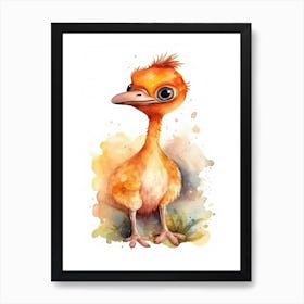 Gallimimus Cute Dinosaur Watercolour 3 Art Print