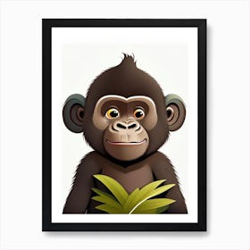 Baby Gorilla, Gorillas Scandi Cartoon 2 Art Print