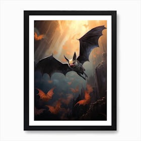 Bat Flying Illustration 5 Art Print