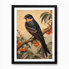 Dark And Moody Botanical Barn Swallow 2 Art Print