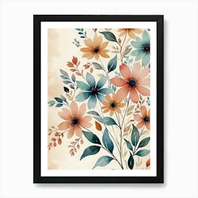 Watercolor Floral Painting Art Print