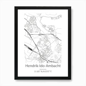 Hendrik Ido Ambacht,Netherlands Minimalist Map Art Print