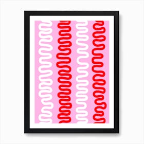 Pink And White Swirls Squiggly Lines 1 Art Print