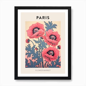 Paris France Botanical Flower Market Poster Art Print