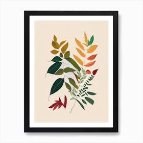 Curry Leaves Spices And Herbs Minimal Line Drawing 2 Art Print