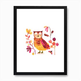 Owl With Boots Nursery Affiche