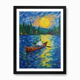 Rowing In The Style Of Van Gogh4 Art Print