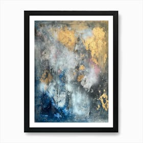 THE GOLDEN COMPASS - Abstract Painting blue, pink, gold colour Art Print