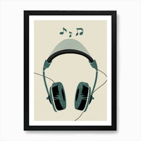 Headphones And Music Notes Art Print