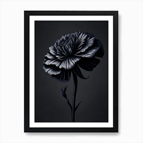 A Carnation In Black White Line Art Vertical Composition 34 Art Print