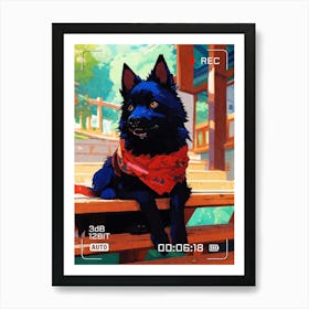 Dog With Red Scarf Poster