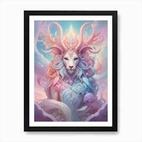 Lion With Horns Art Print