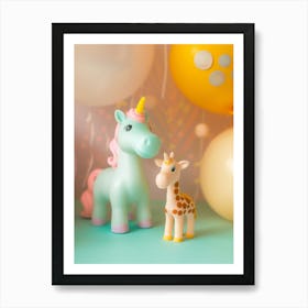 Pastel Toy Unicorn & Toy Giraffe 2 Art Print