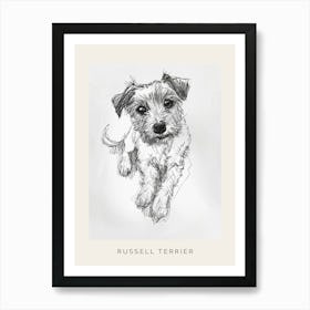 Russell Terrier Dog Line Sketch 2 Poster Art Print