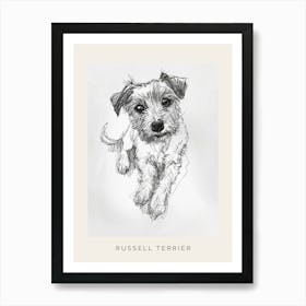 Russell Terrier Dog Line Sketch 2 Poster Poster