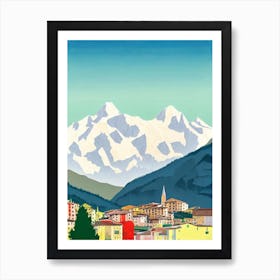 Cervinia, Italy Midcentury Vintage Skiing Poster Art Print