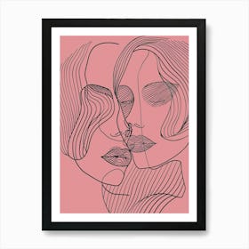 Simplicity Pink Lines Woman Abstract 7 Art Print