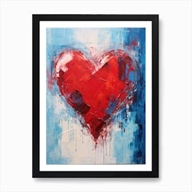 Abstract Red And Bule Heart Painting Art Print