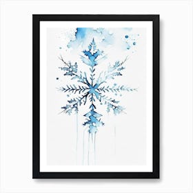Nature, Snowflakes, Minimalist Watercolour 1 Art Print