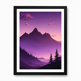 Misty Mountains Vertical Composition In Purple Tone 35 Art Print