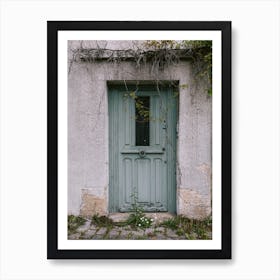 Old olive green door  covered with plants| France  Art Print