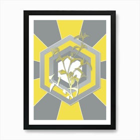 Vintage Commelina Africana Botanical Geometric Art in Yellow and Gray n.301 Art Print