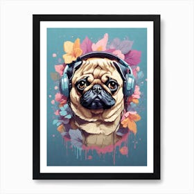 Pugphones Art Print