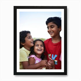 A Family Portrait Capturing The Essence Of Joy With Smiling Faces Of Boys And Girls A Sister And B (1) Art Print