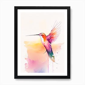 Hummingbird At Sunrise Minimalist Watercolour 2 Art Print