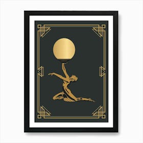 Art Deco Woman Print 1 Black & Gold Art Print