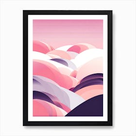 Pink Mountains, minimalistic vector art Art Print