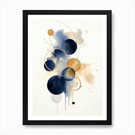 Blue And Gold Abstract Painting Art Print