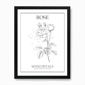 Rose With Petals Line Drawing 2 Poster Art Print