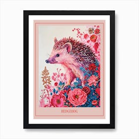 Floral Animal Painting Hedgehog 2 Poster Art Print