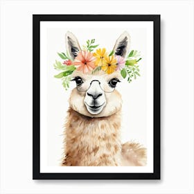Baby Alpaca Wall Art Print With Floral Crown And Bowties Bedroom Decor (20) Art Print
