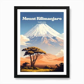 Mount Kilimanjaro Tanzania Africa Modern Travel Art Art Print