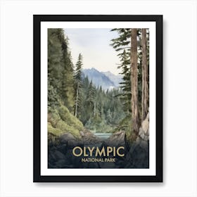 Olympic National Park Vintage Travel Poster 5 Art Print