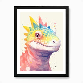 Colourful Dinosaur Ankylosaurus 2 Art Print