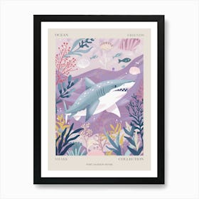 Purple Port Jackson Shark Illustration Poster Art Print