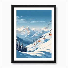Jackson Hole Mountain Resort   Wyoming, Usa, Ski Resort Illustration 3 Simple Style Art Print