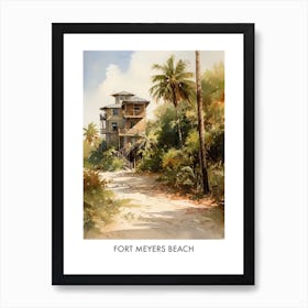 Fort Myers Beach Watercolor 2travel Poster Art Print