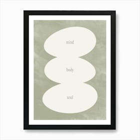 Mind Body and Soul Abstract Organic Shapes in Sage Green Art Print