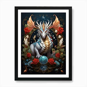 Dragon With Roses 1 Art Print