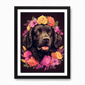 Newfoundland Portrait With A Flower Crown, Matisse Painting Style 4 Art Print
