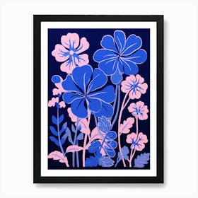 Blue Flower Illustration Geranium 2 Art Print