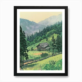 Tohoku Region Japan 3 Retro Illustration Art Print