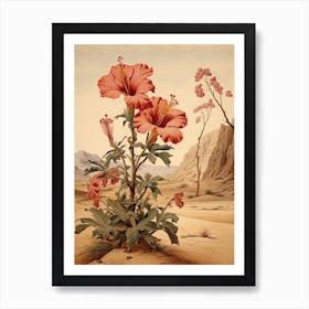 Chinese Hibiscus Flower Victorian Style 1 Art Print