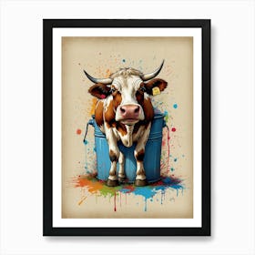 Cow In A Bucket 1 Art Print