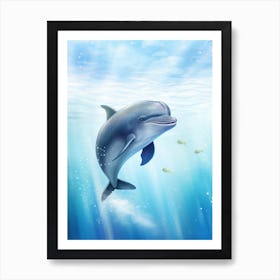 Dolphin In Ocean Realistic Illustration3 Art Print