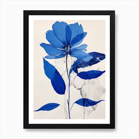 Blue Botanical Bird Of Paradise 3 Art Print